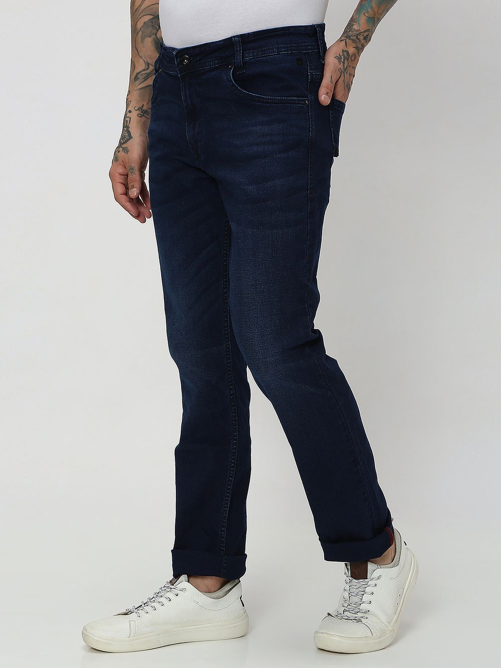 Dark Indigo Blue Straight Fit Originals Stretch Jeans