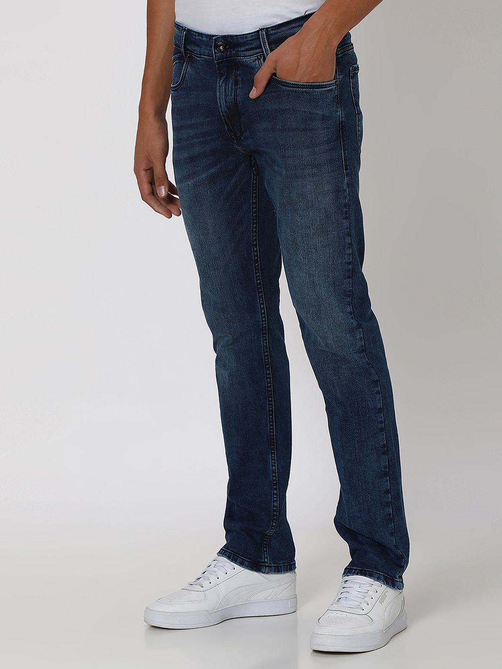 Dark Indigo Blue Straight Fit Originals Stretch Jeans