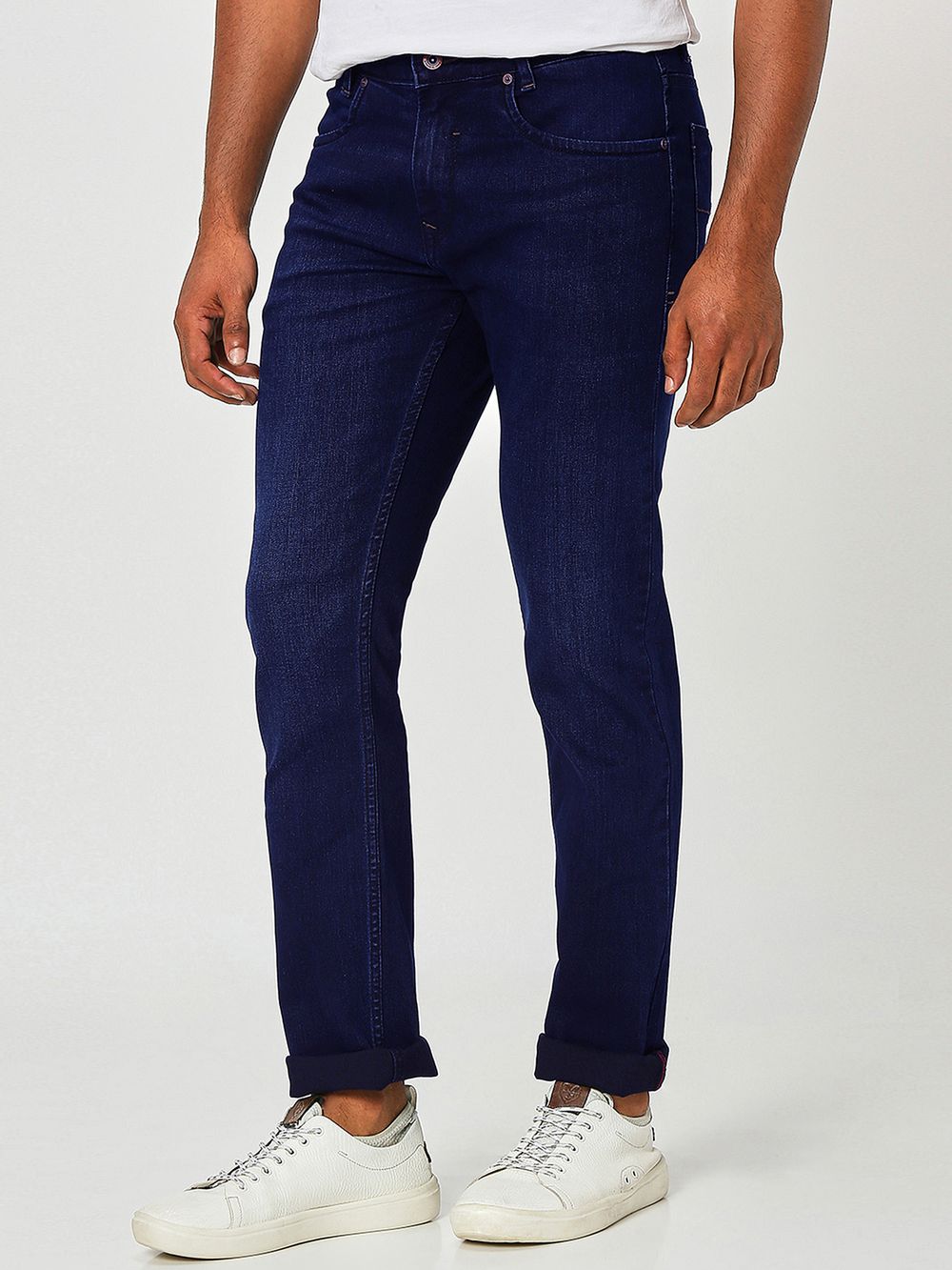 Deep Indigo Blue Straight Fit Originals Stretch Jeans