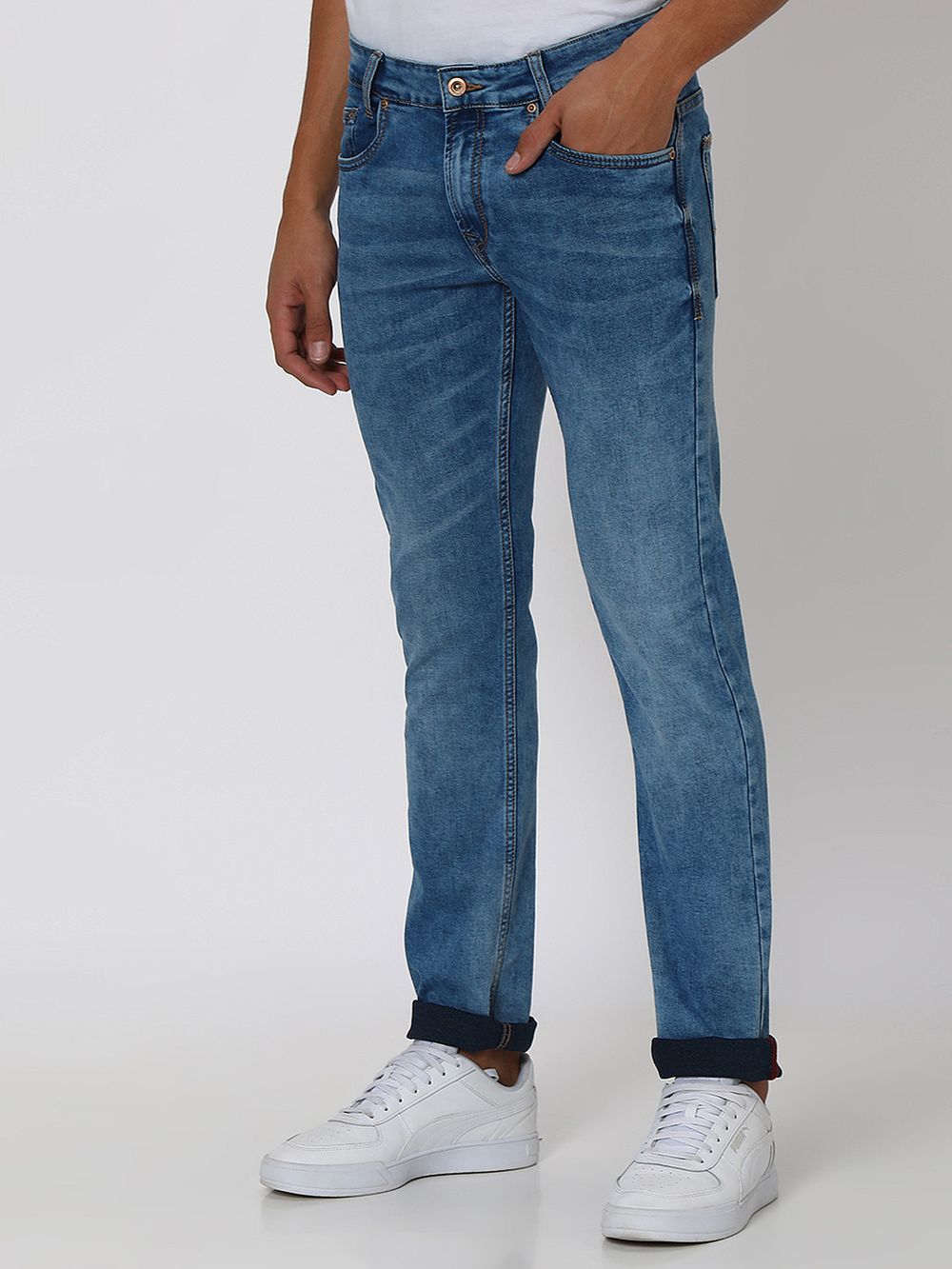 Mid Blue Super Slim Fit Originals Stretch Jeans