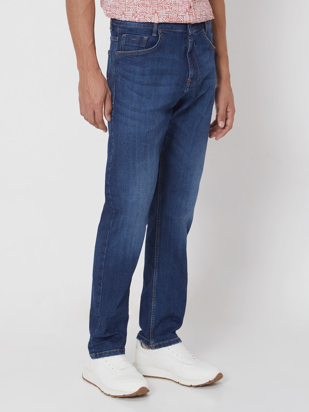 Dark Indigo Blue Loose Straight Fit Originals Stretch Jeans