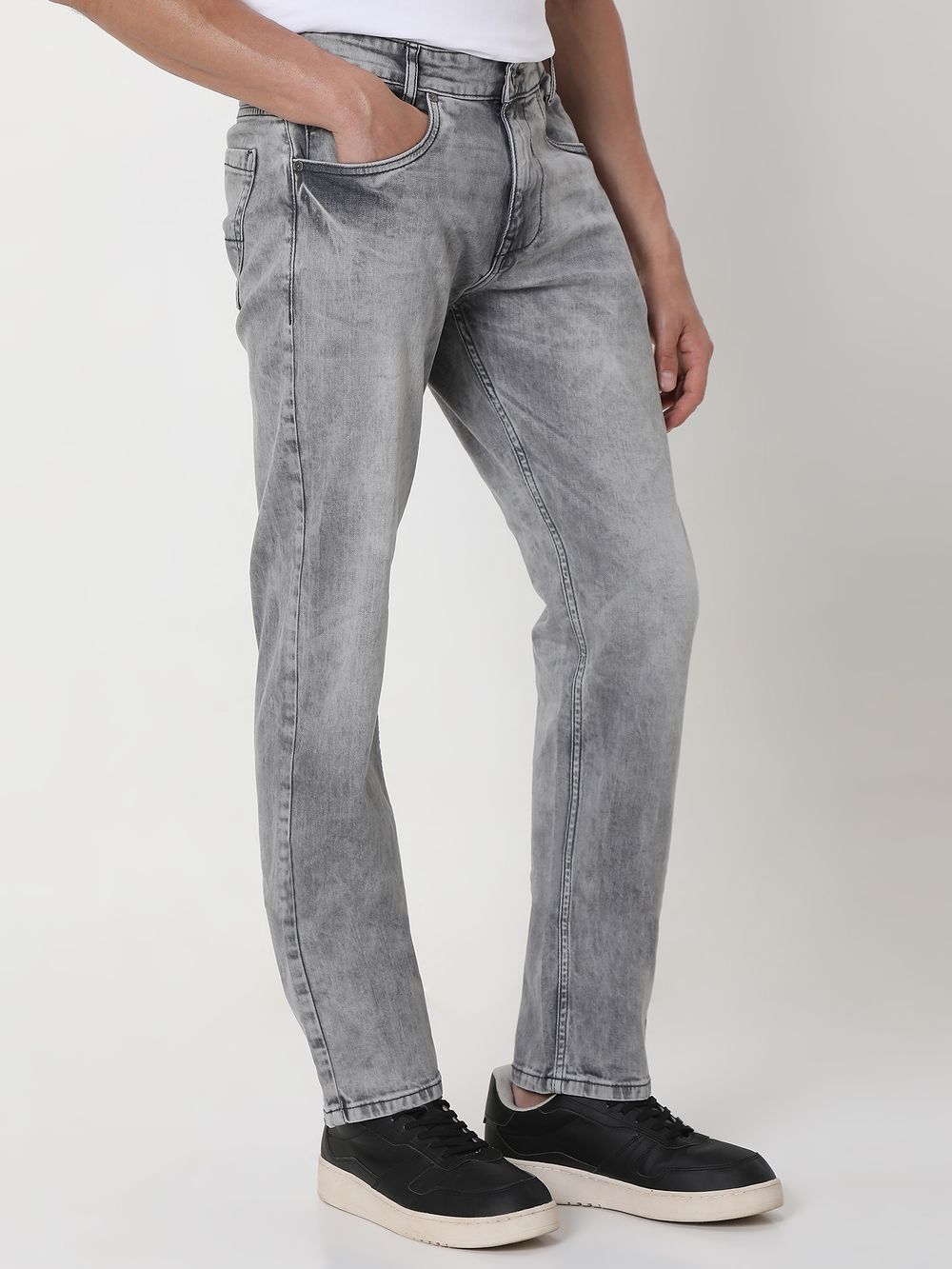 Grey Relaxed Straight Fit Originals Stretch Jeans