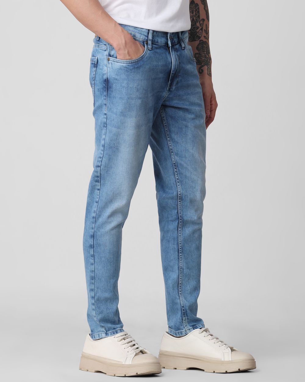 Light Blue Ankle Length Originals Stretch Jeans