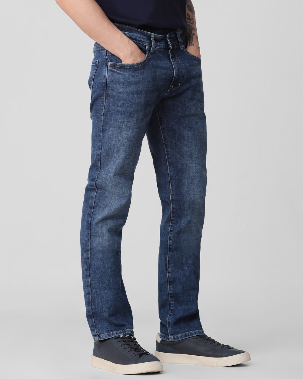 Dark Indigo Blue Straight Fit Originals Stretch Jeans