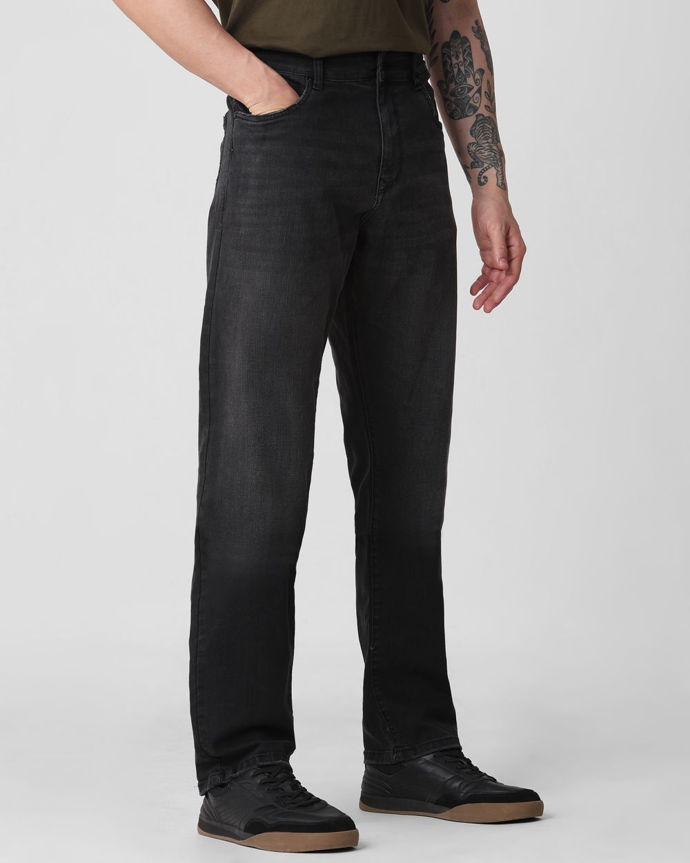 Black Loose Fit Originals Stretch Jeans