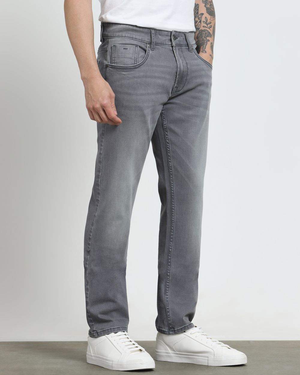 Grey Straight Fit Jeans