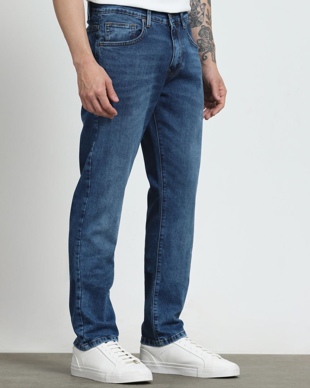 Dark Indigo Blue Straight Fit Jeans