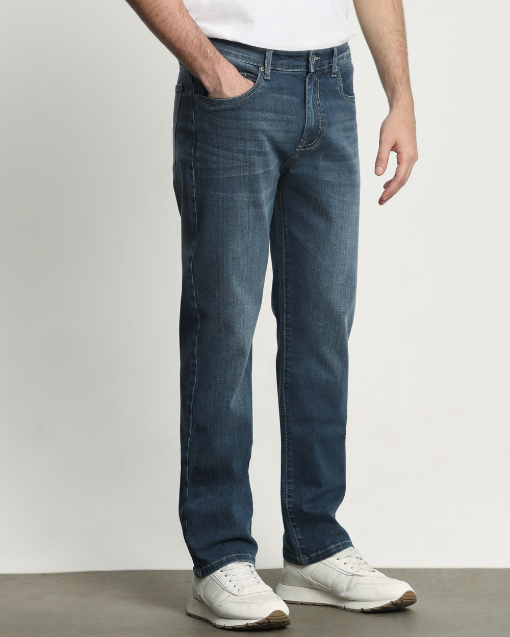 Blue Black Relaxed Straight Fit Jeans