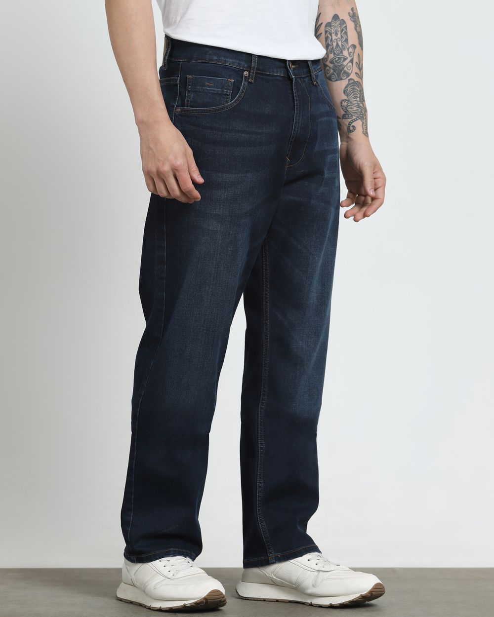 Blue Black Loose Straight Fit Jeans