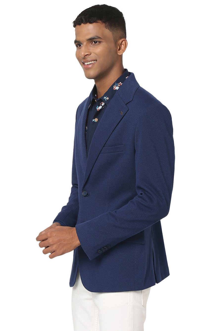 Navy Solid Slim Fit Blazer