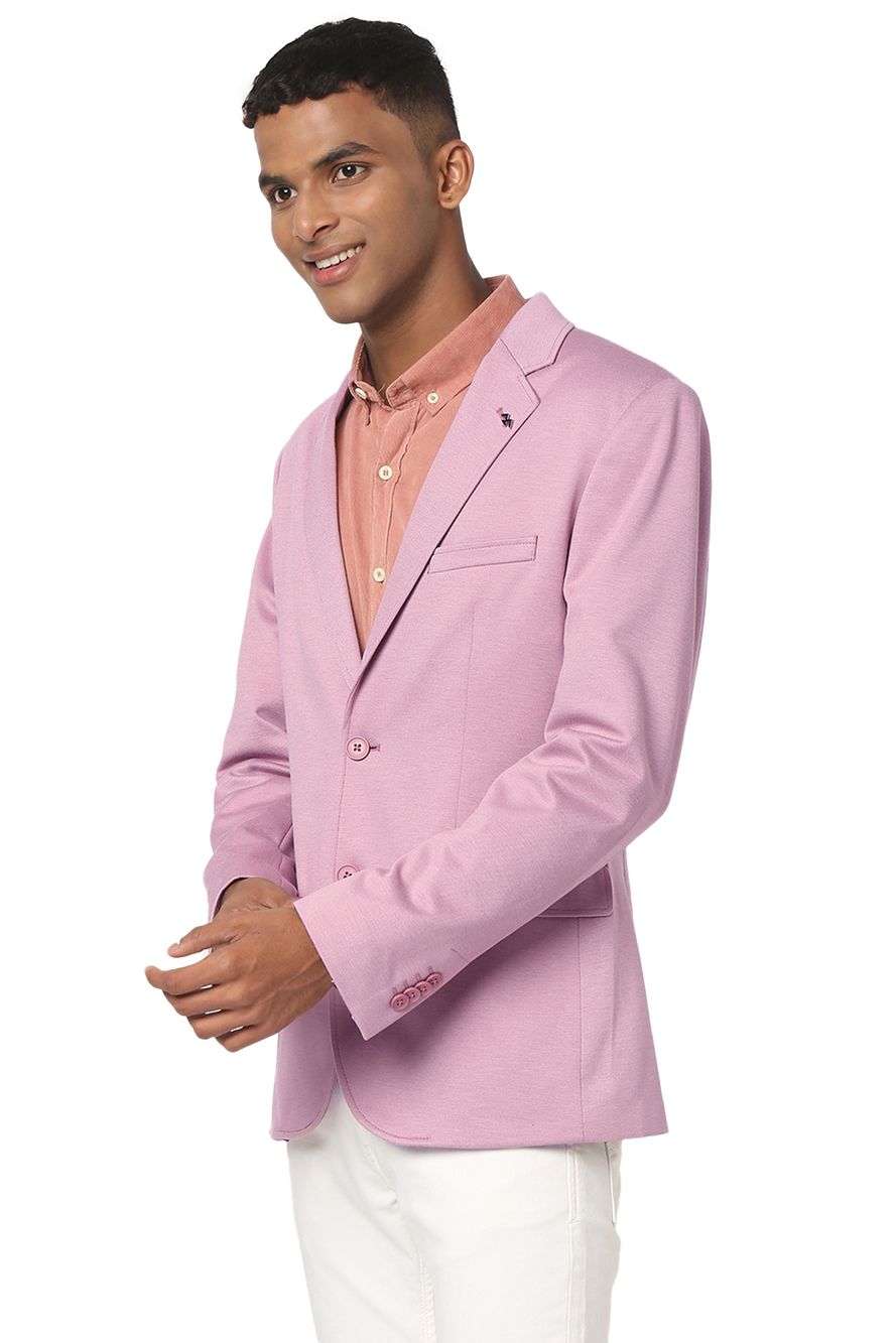 Pink Solid Slim Fit Blazer