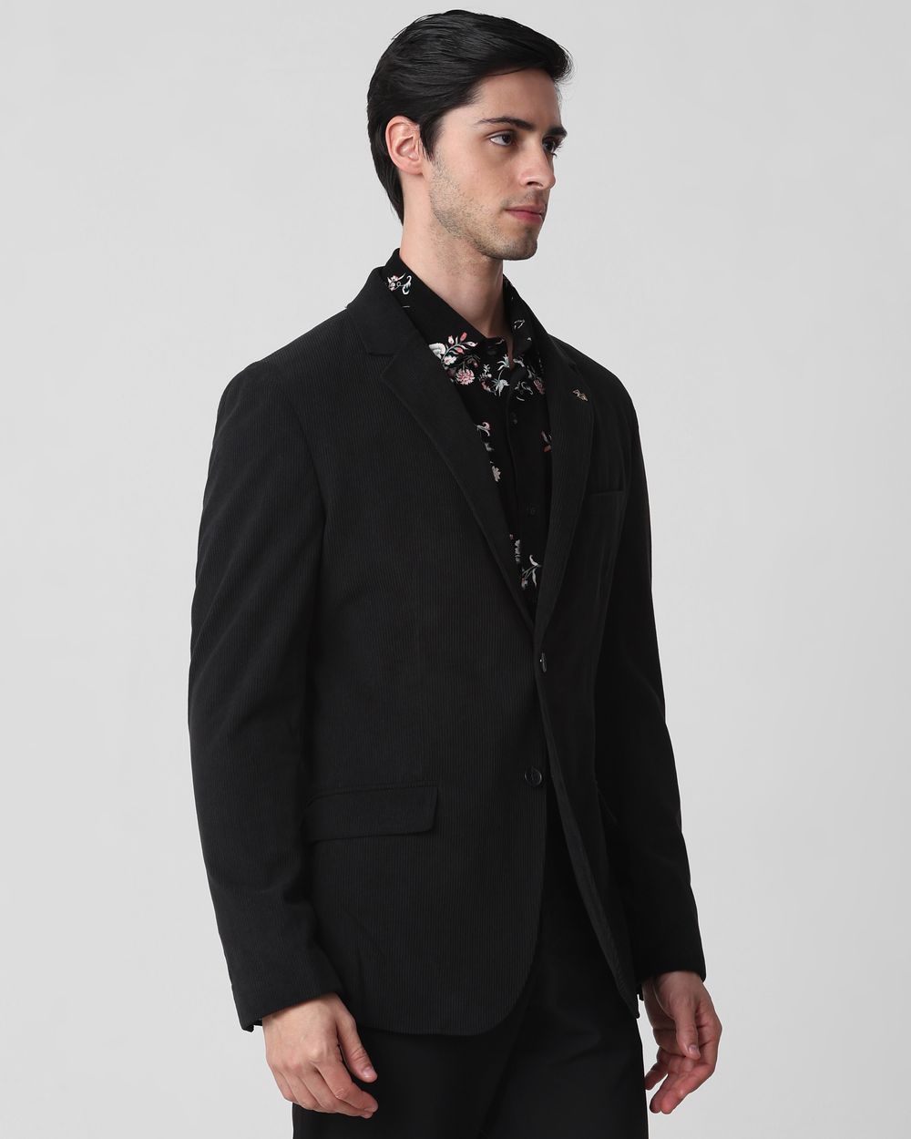 Black Corduroy Slim Fit Blazer