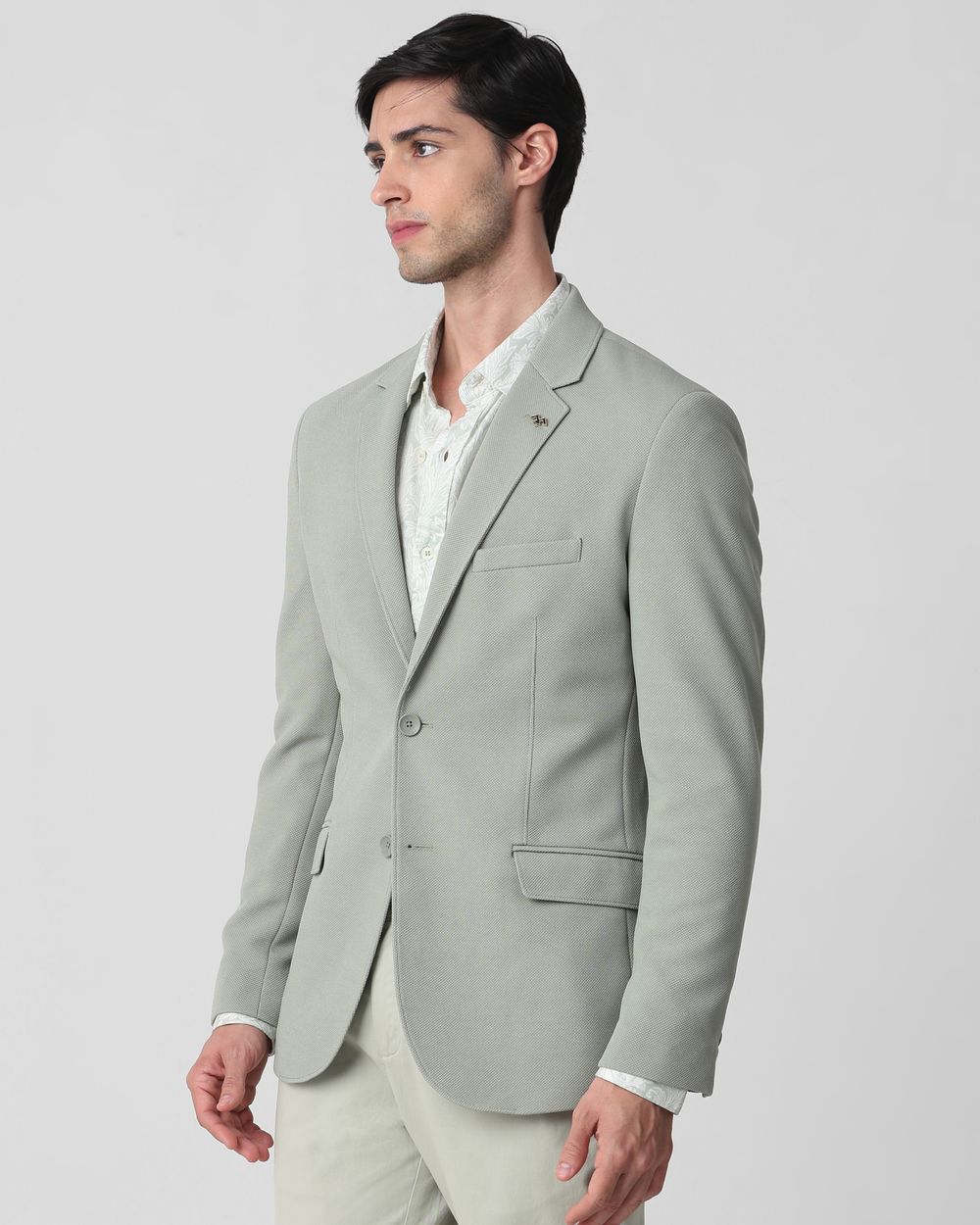 Sage Textured Slim Fit Blazer