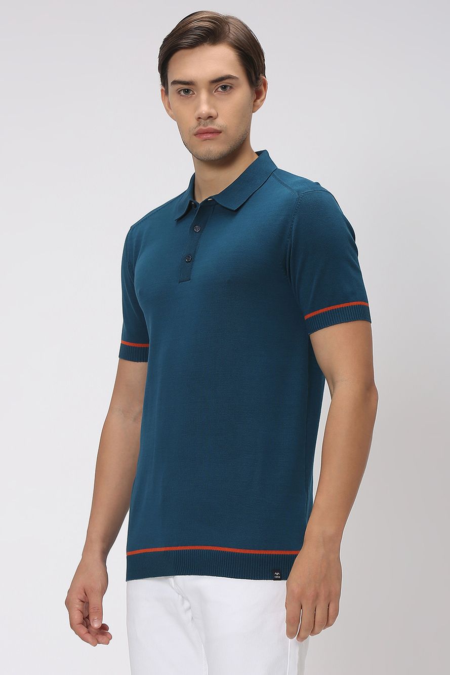 Teal Solid Flatknit Polo