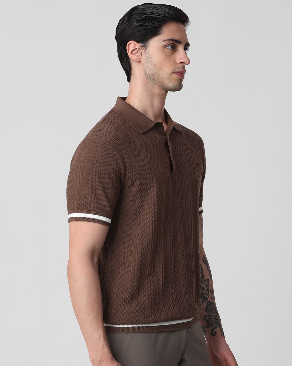 Khaki Flatknit Slim Fit Polo