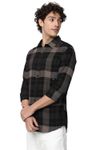 Black & Off White Large Check Slim Fit Casual Shirt