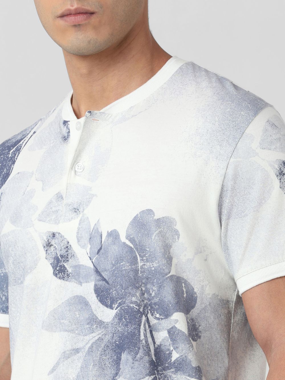 Buy Off White Floral Print Half Sleeve Casual T-shirt Online