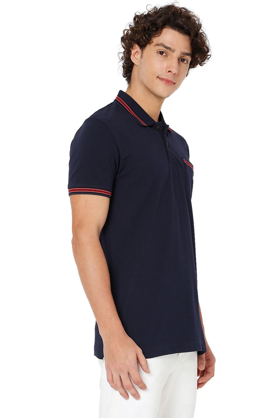 Navy Contrast Collar Polo