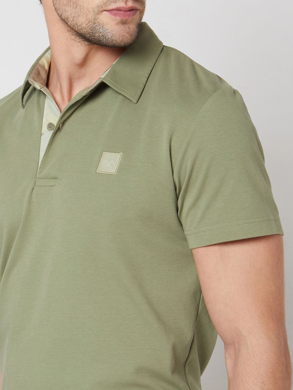 Light Olive Plain Plain Slim Fit Casual Polo