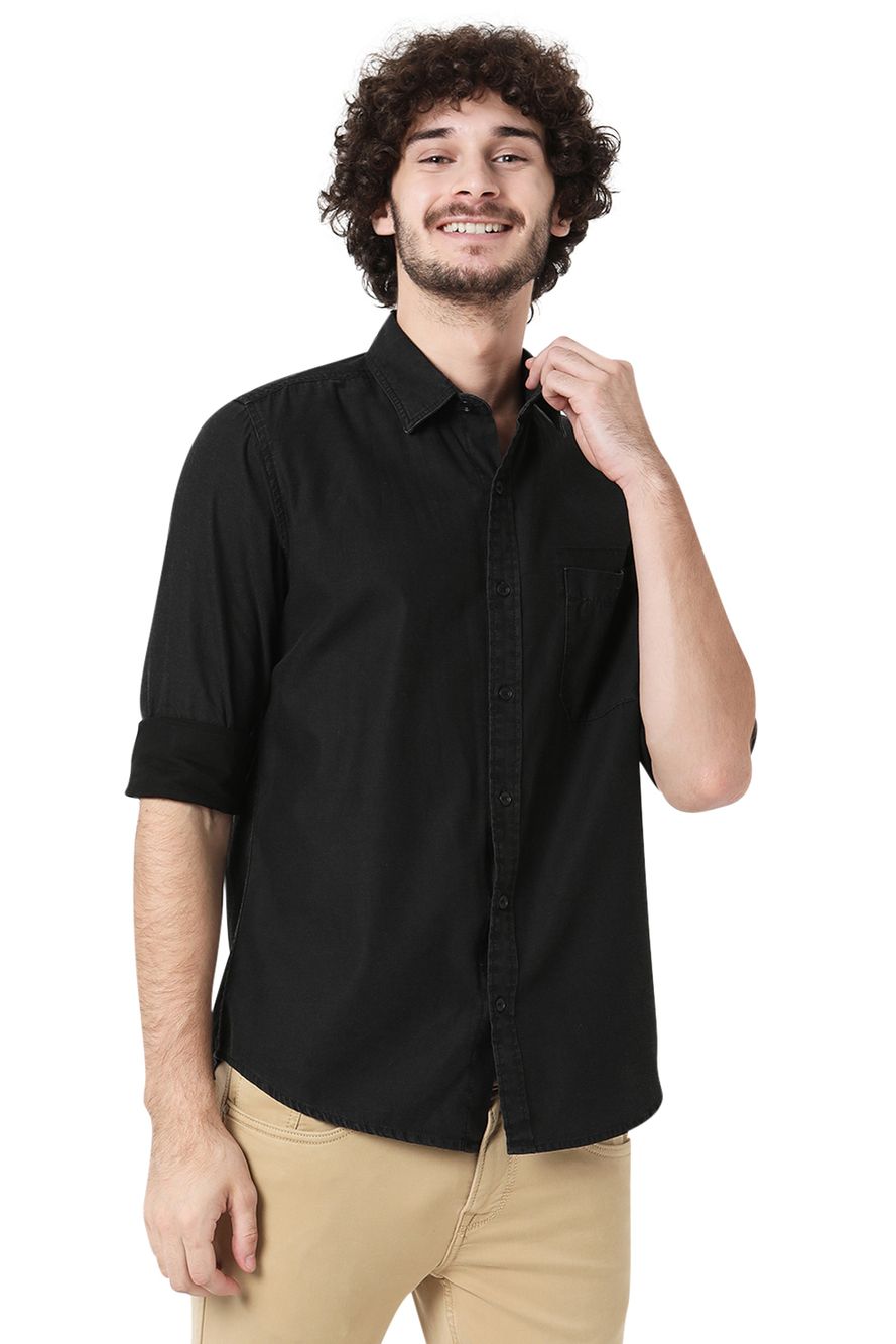 Black Slim Fit Casual Shirt