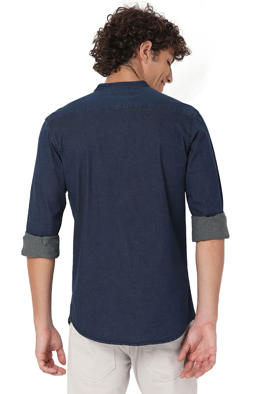 Dark Indigo Blue Slim Fit Casual Shirt