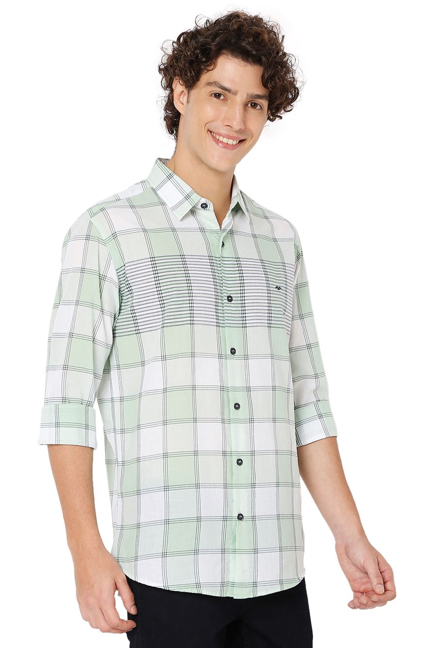 Light Green & White Placement Check Shirt