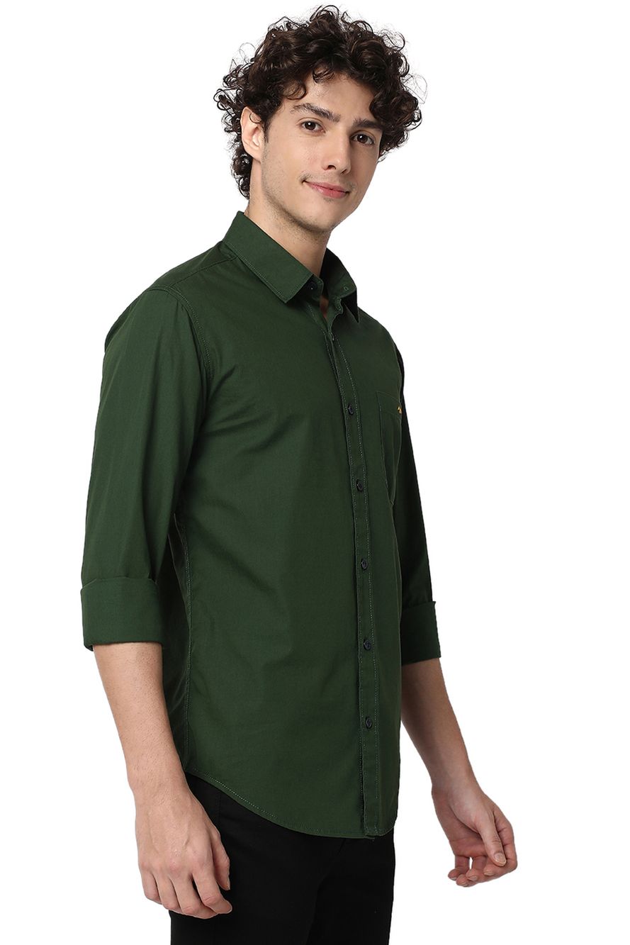 Green Slim Fit Casual Shirt