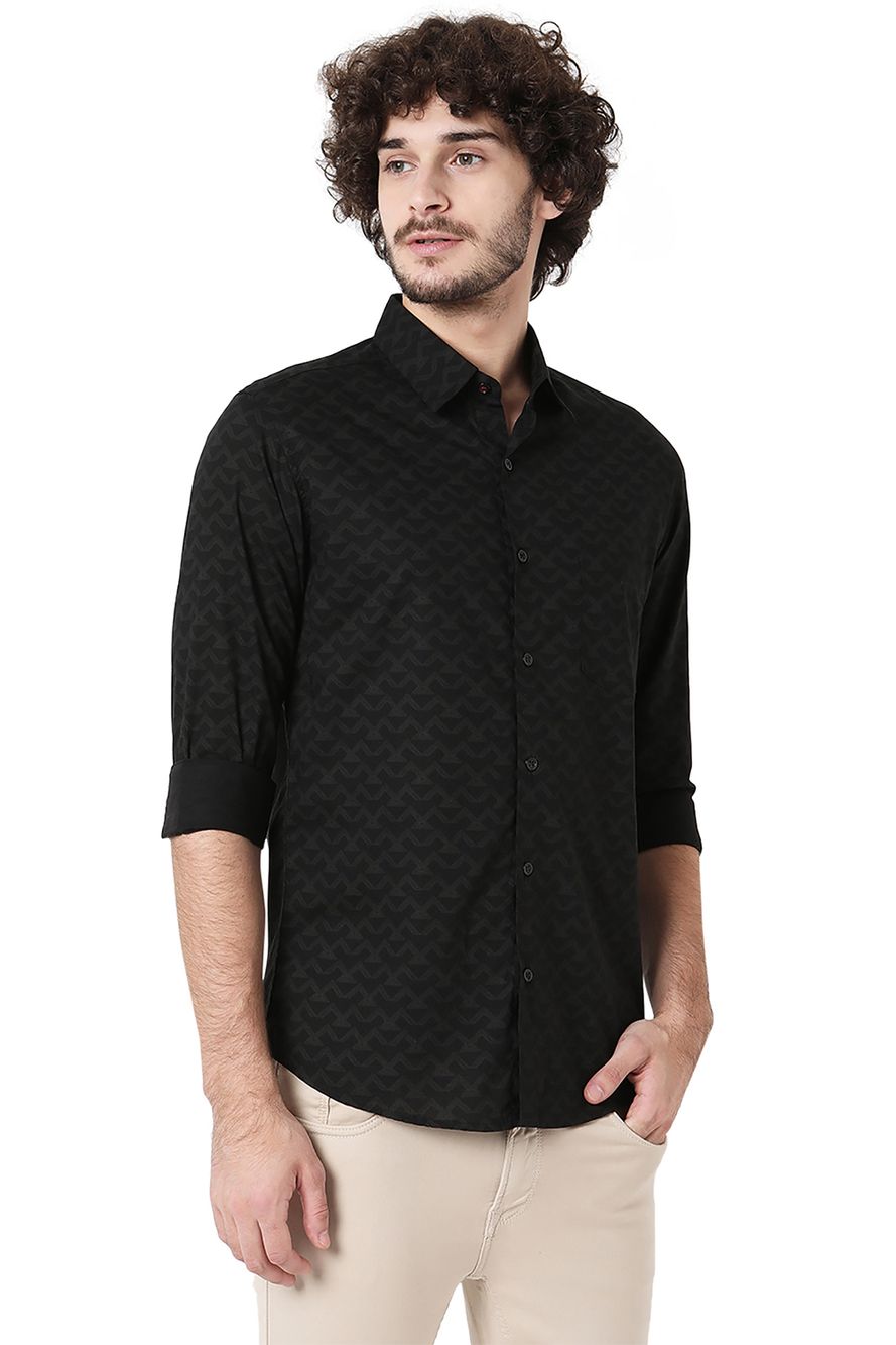 Black Slim Fit Casual Shirt