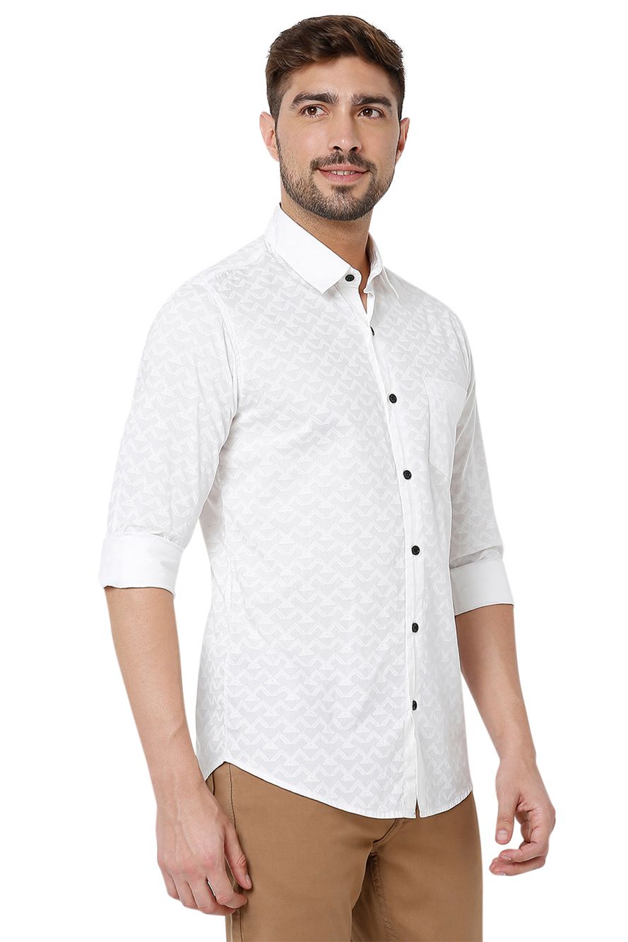 White Slim Fit Casual Shirt