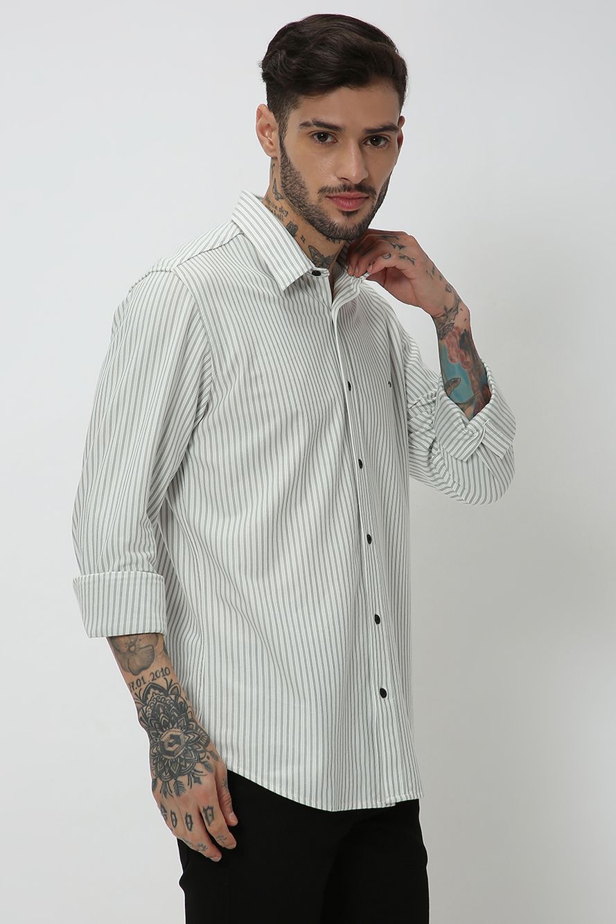 Off White & Black Pin Stripe Shirt