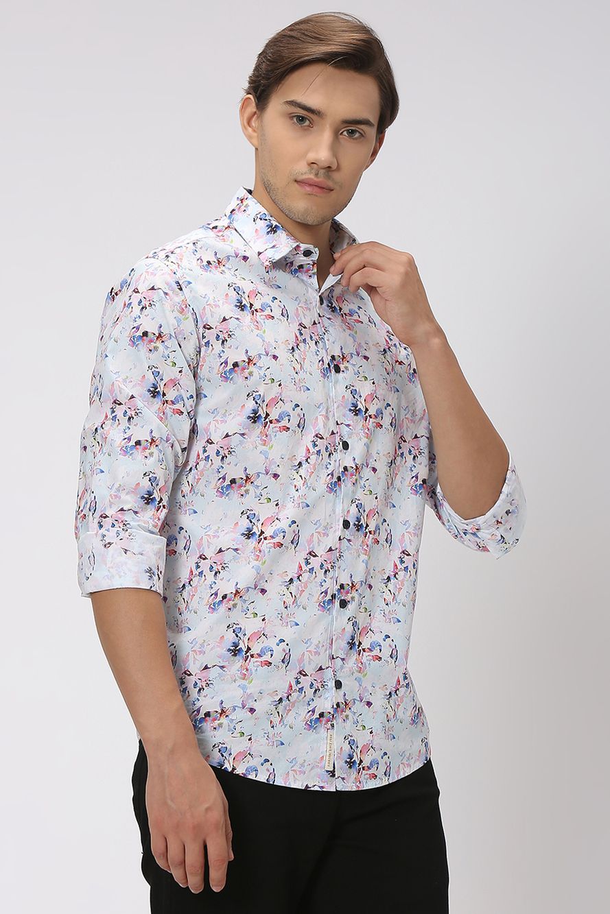 Light Blue & Multi Digital Print Shirt