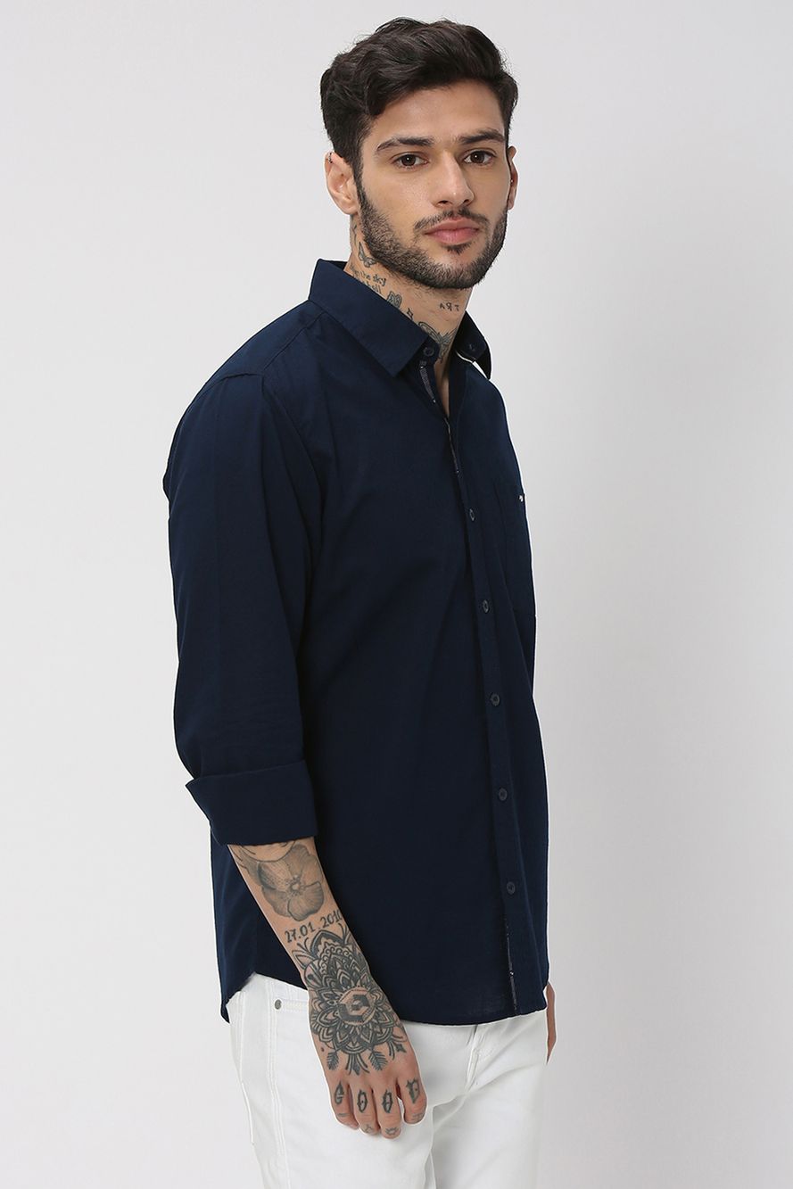 Navy Slim Fit Casual Shirt