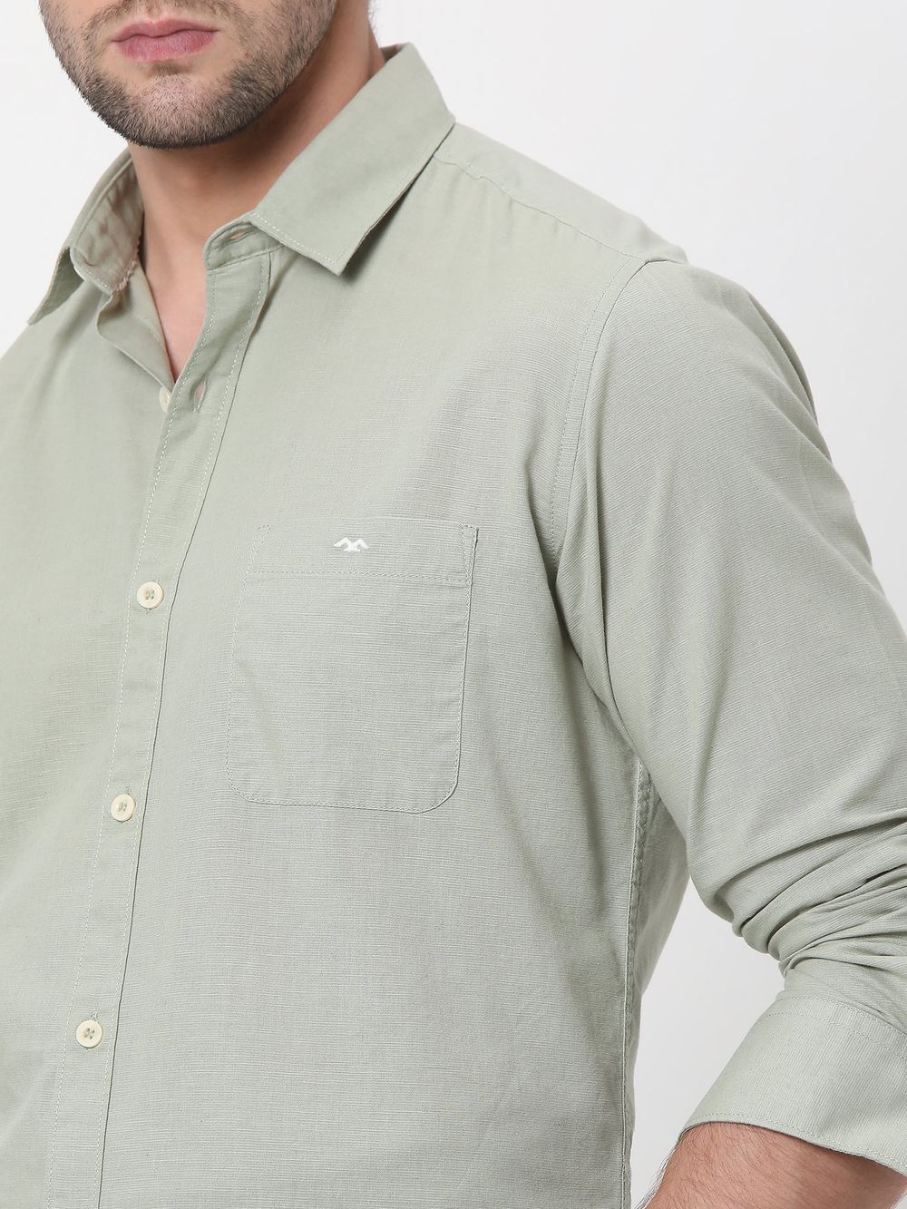 Light Olive Slim Fit Casual Shirt