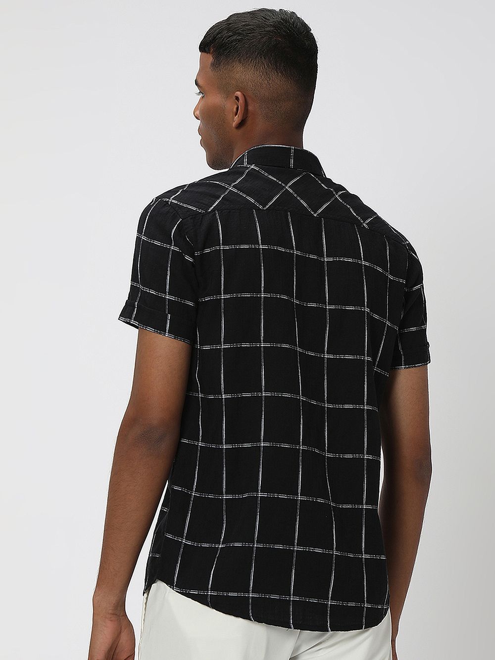 Black & White Windowpane Check Shirt