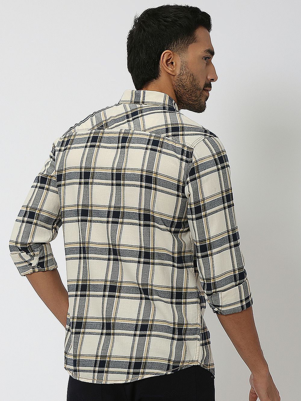 Beige Large Check Shirt