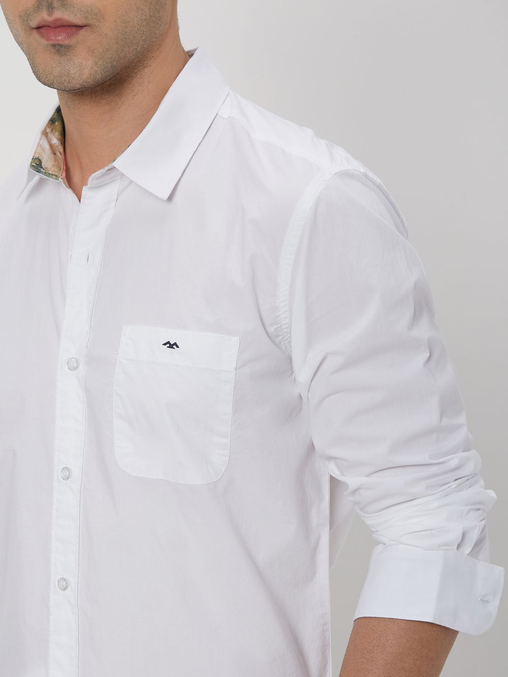 White Tactical Poplin Plain Shirt