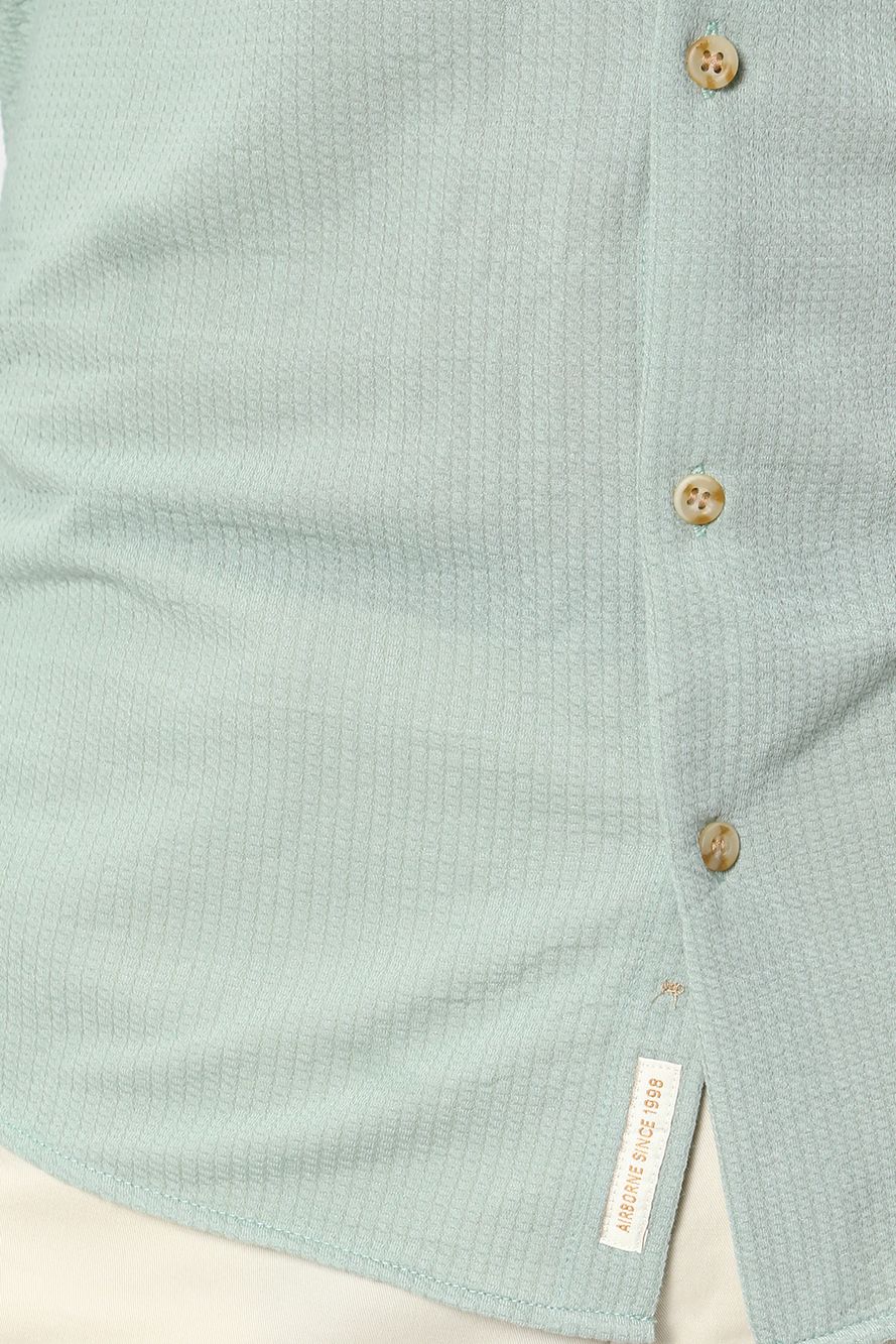 Light Green Textured Plain Shirt