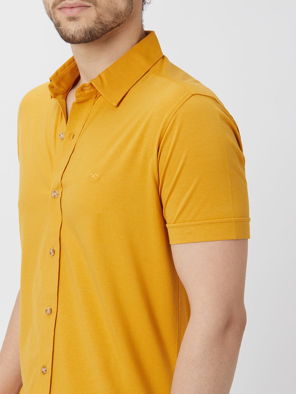 Mustard Stretch Plain Shirt