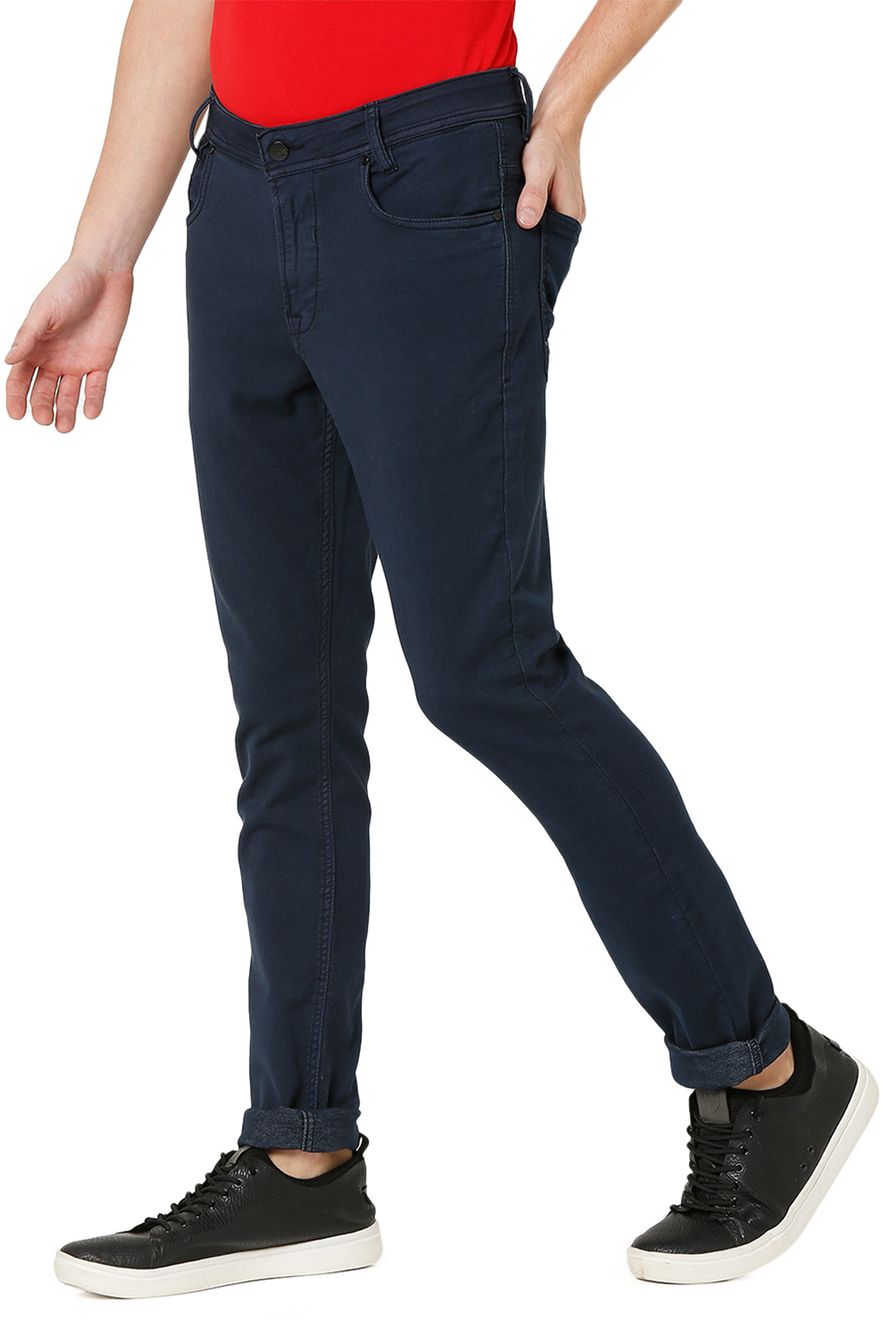Navy Skinny Fit Knitted Stretch Jeans