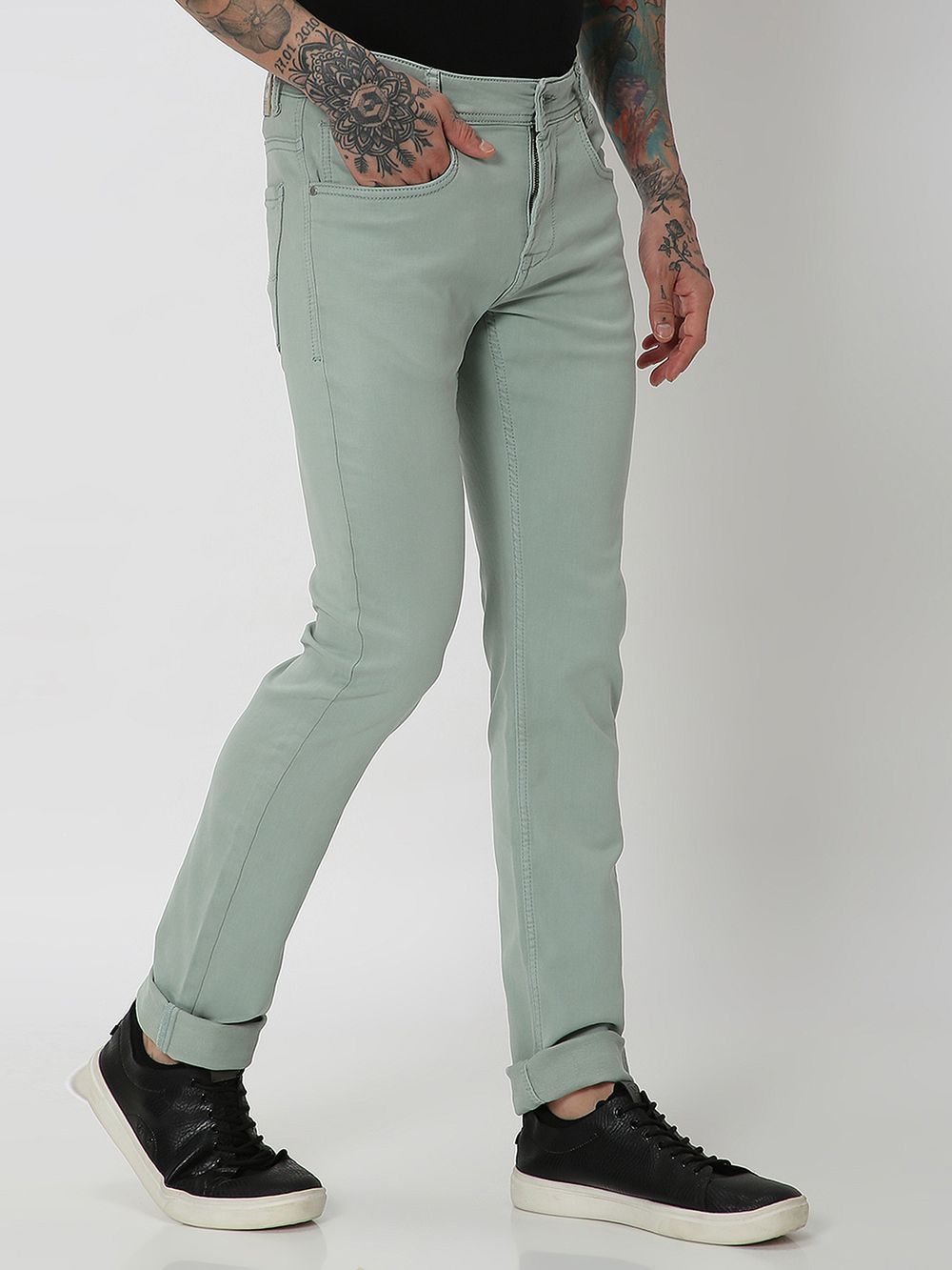 Light Green Super Slim Fit Superstretch Coloured Jeans