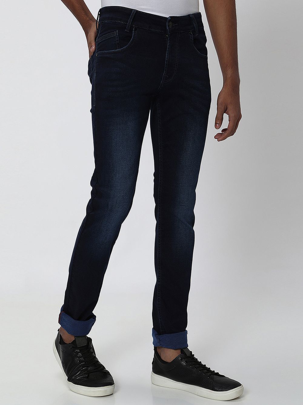 Deep Indigo Blue Super Slim Fit Denim Deluxe Stretch Jeans