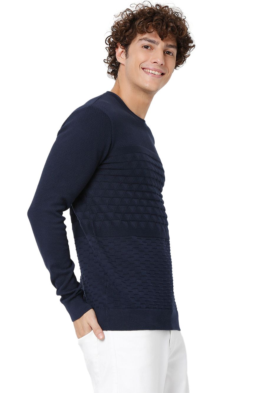 Jacquard Knit Cotton Sweater