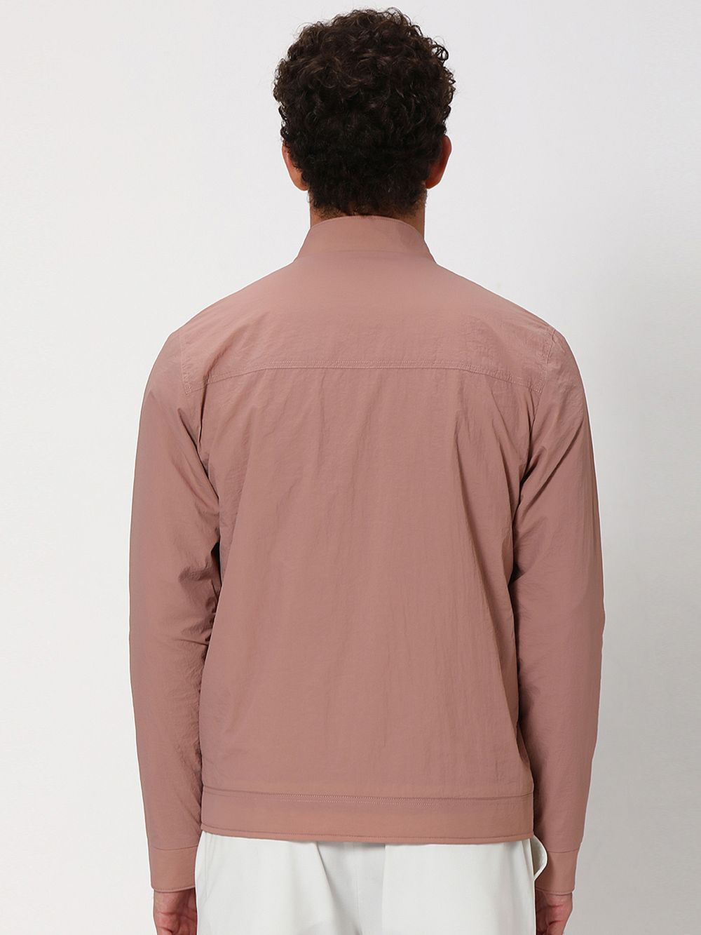 Pink Textured Slim Fit Jacket