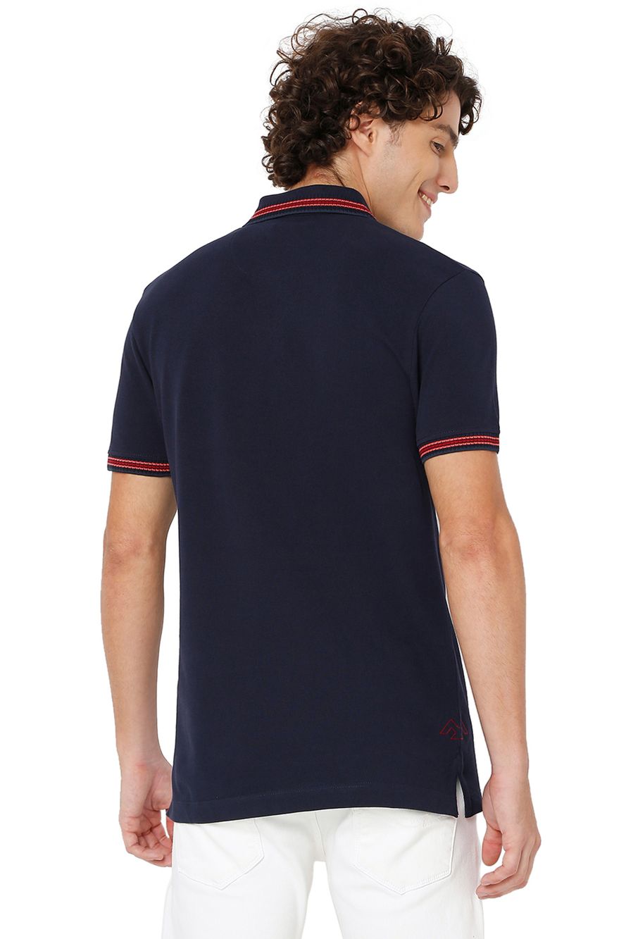 Navy Contrast Collar Polo