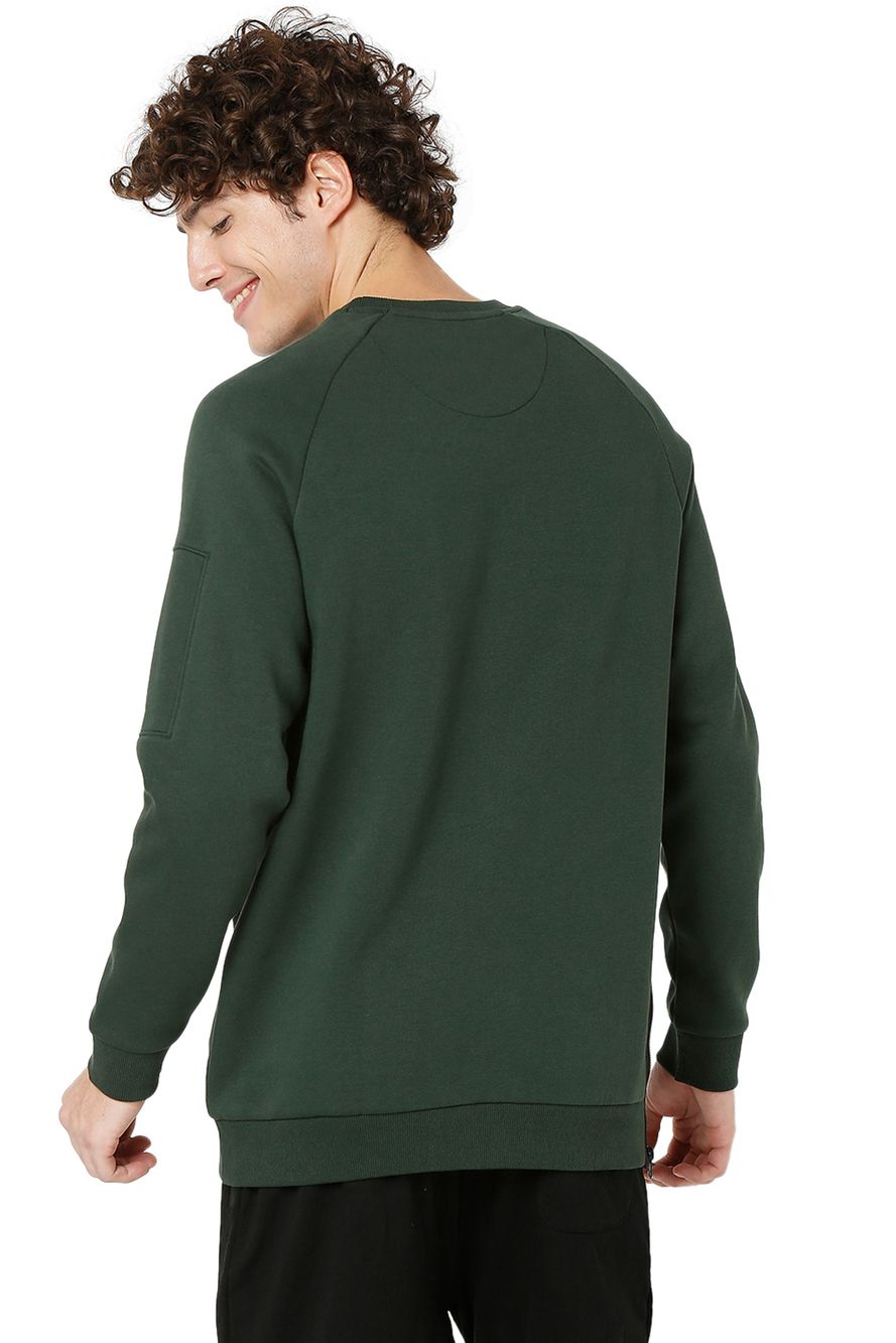 Olive Sleeve Pocket Sweatshirt