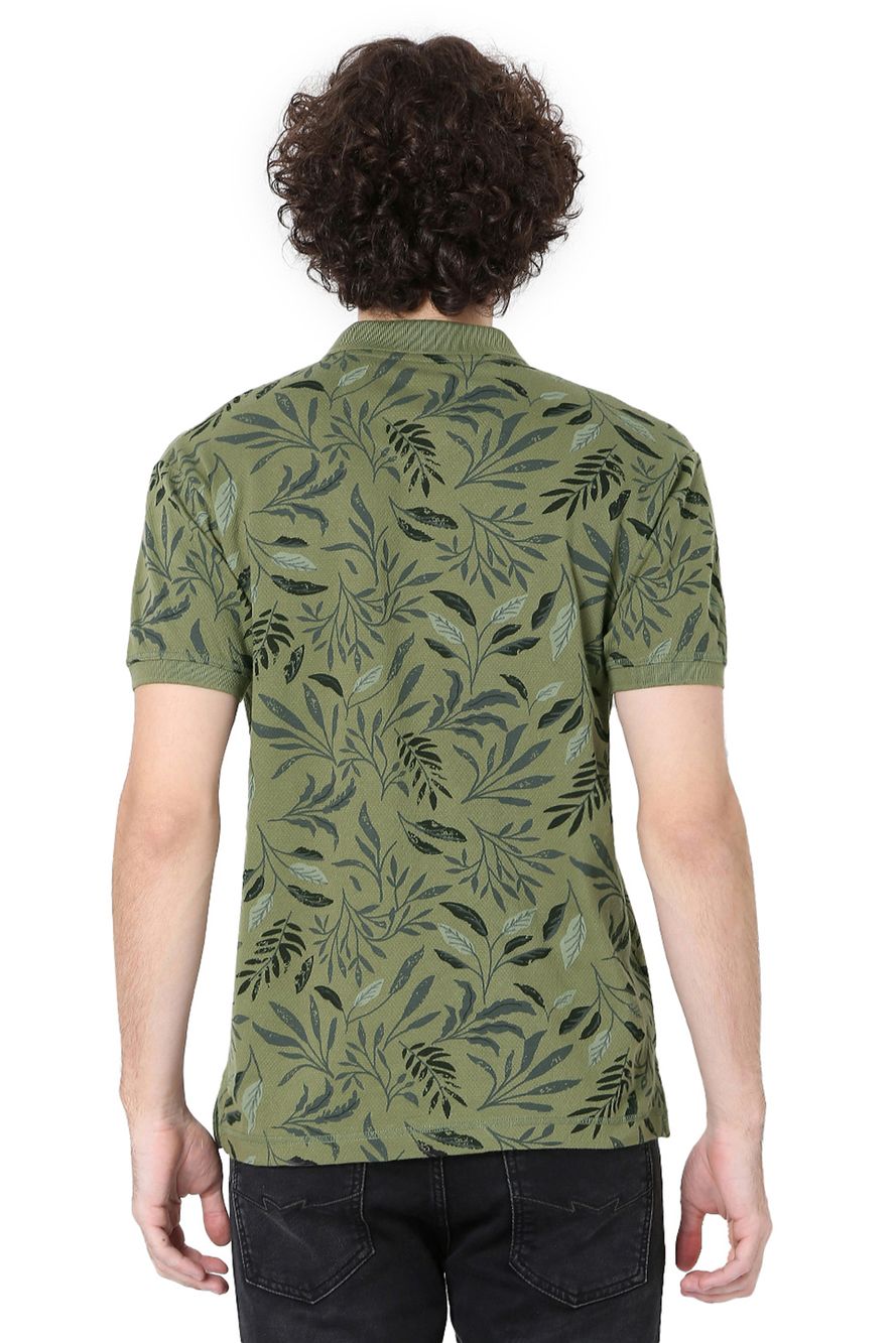 Olive Leaf Print Polo