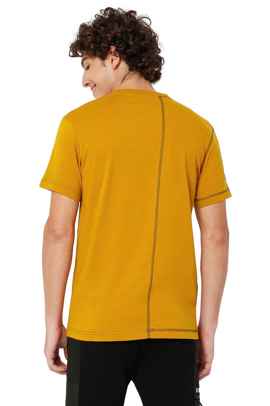 Mustard Text Knitted Jersey Graphic T-Shirt