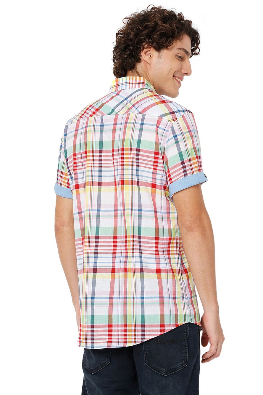 White & Multi Madras Check Shirt