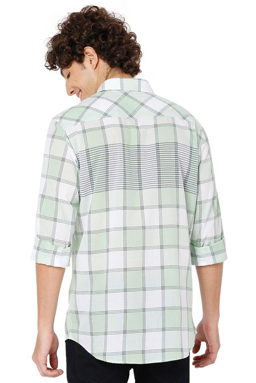 Light Green & White Placement Check Shirt