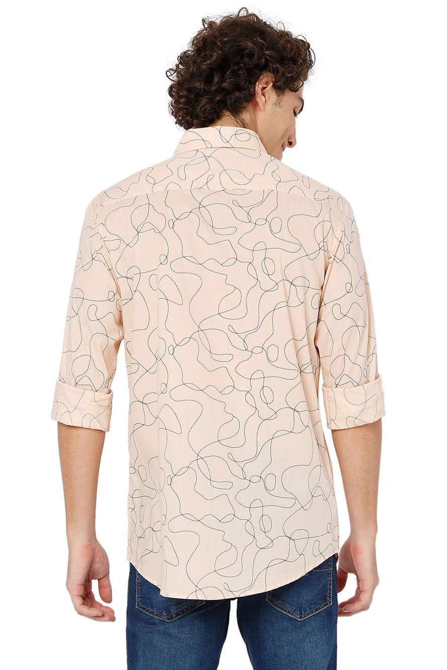 Peach & Black Abstract Print Shirt